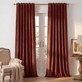 Rust Red Velvet Curtains for Christmas Decor, W52 x L96, 2 Panels | Back Tab by StangH