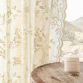Beige Lace Curtains 72 Inch Length Victorian Floral Sheer Curtains by SEEKRIGHTHomeDecor