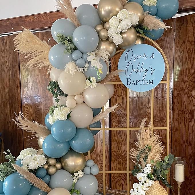60 Pack Dusty Blue Gold Balloons, Slate Blue White Sand Teal Turquoise Crem - Image 3