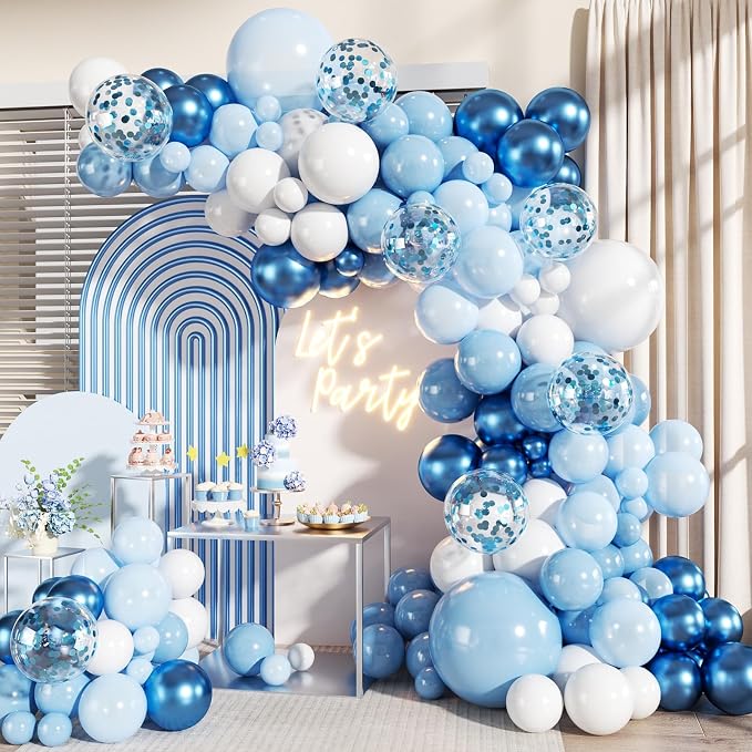 Blue Balloons Arch Kit for Baby Shower Birthday Party Decorations | 140Pcs by LANGASQUE