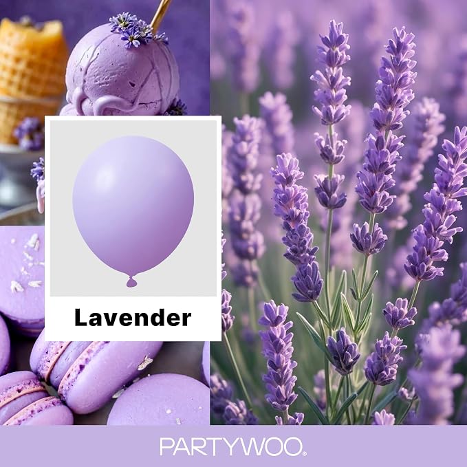 PartyWoo Lavender Balloons 100pcs Light Pastel Purple Lilac Color | 36 18 12 10 - Image 2