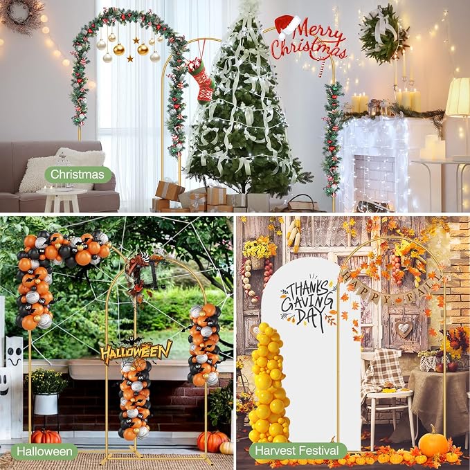 3 Pack Metal Wedding Arch Backdrop Gold Balloon Stand | - Image 7