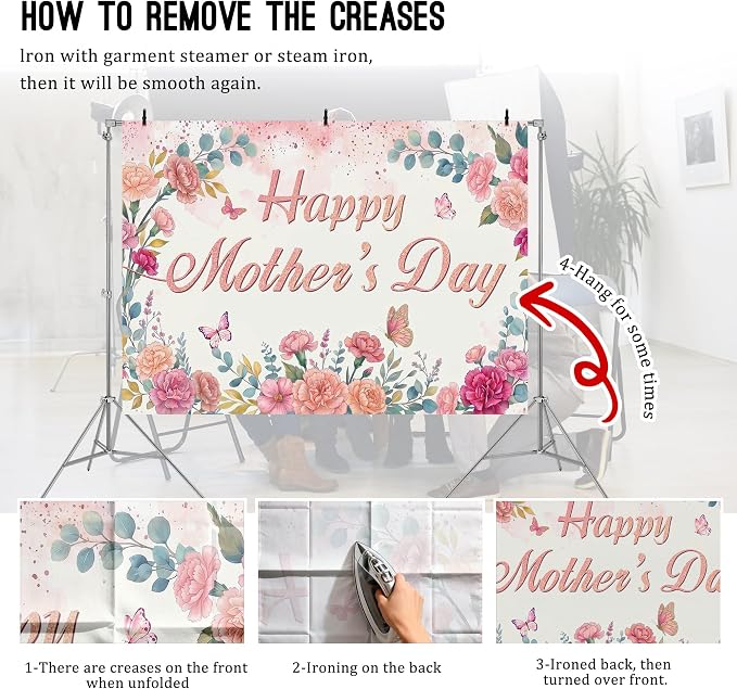 Custom Mother's Day Backdrops Banner, Personalized Flower Happy Mothers Day - Image 5