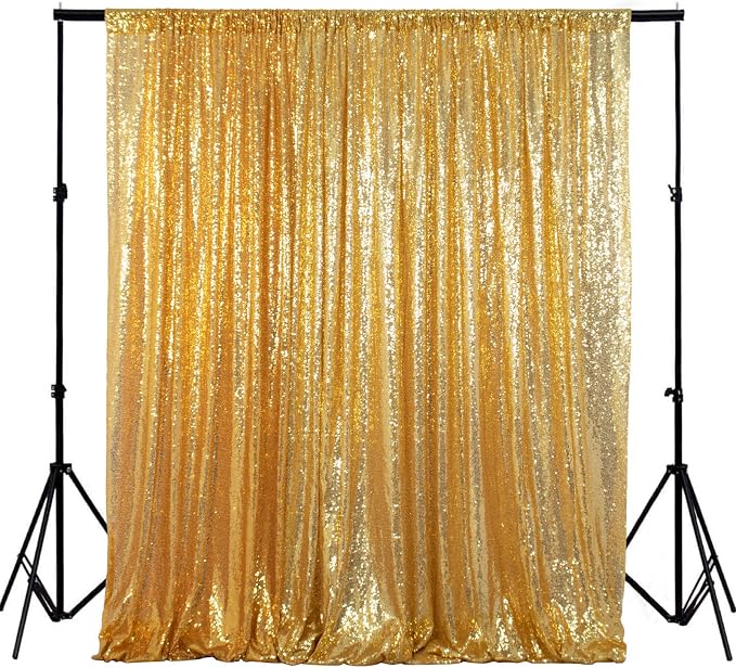 ShinyBeauty Gold Sequin Backdrop 7FTx7FT Wedding, Studio Decor by ShinyBeauty