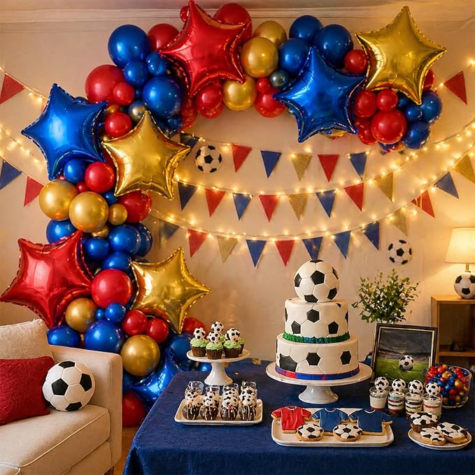 Blue Red Gold Foil Balloons Star 12 Pcs, 18 Inch Large Metallic Royal Blue Red - Image 3