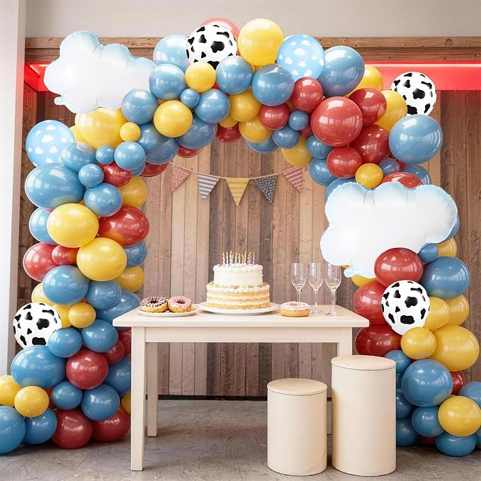 Red Yellow Blue Balloons, 12 Inch Light Blue Cloud Cow Print Latex Balloons - Image 7