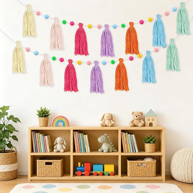 3 Pcs Macaron Pom Pom Tassel Garland Banner - Image 5