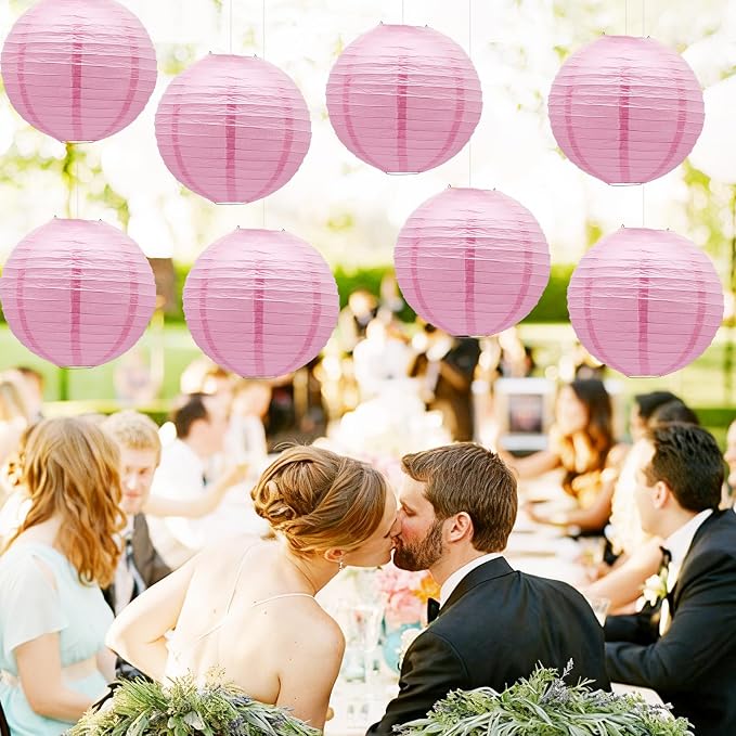 Pink Paper Lanterns Hanging Chinese Round Lanterns - Image 5