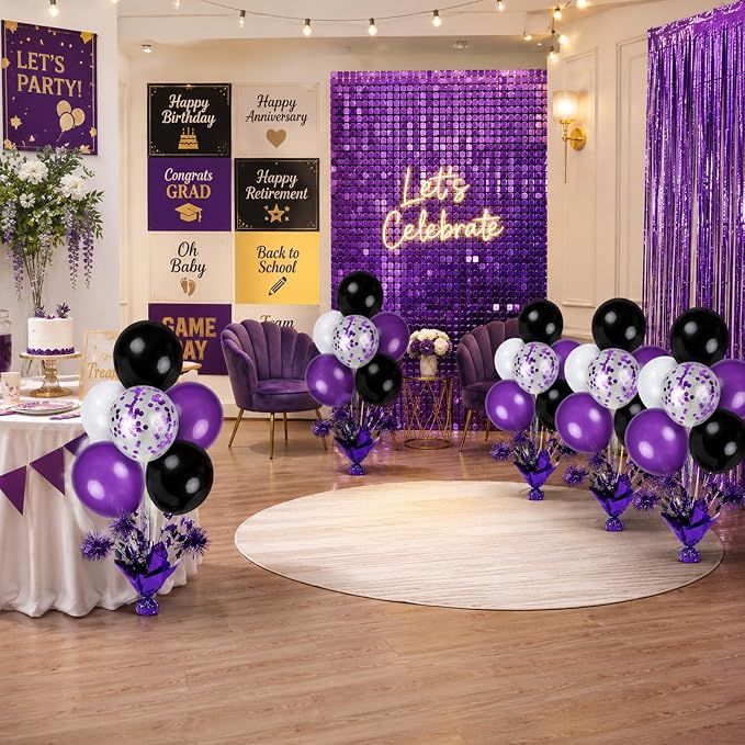 4 Set Purple Black Balloon Centerpieces - Image 9