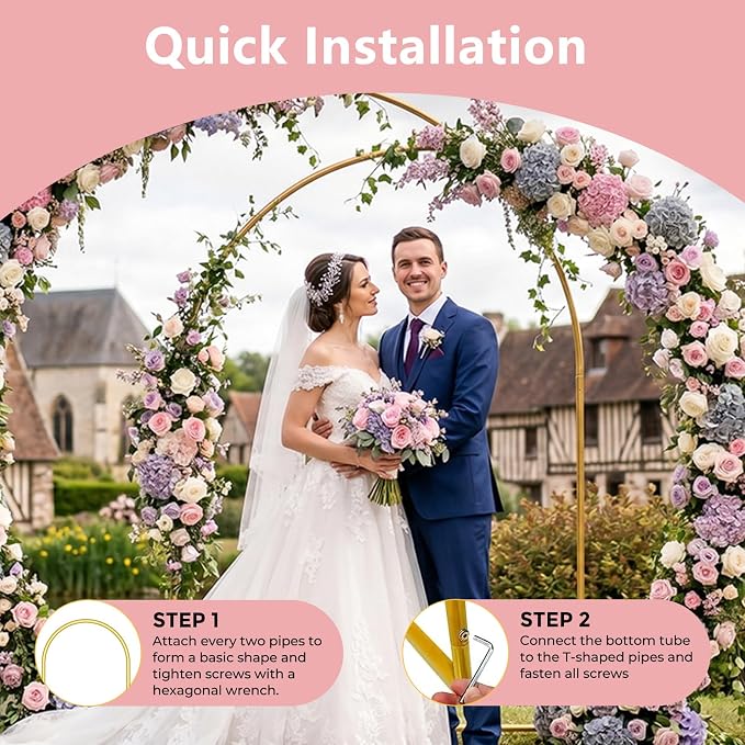 Metal Arch Backdrop Stand, 7.2FT+6FT Wedding Arch Frame, Balloon Arch Backdrop - Image 2