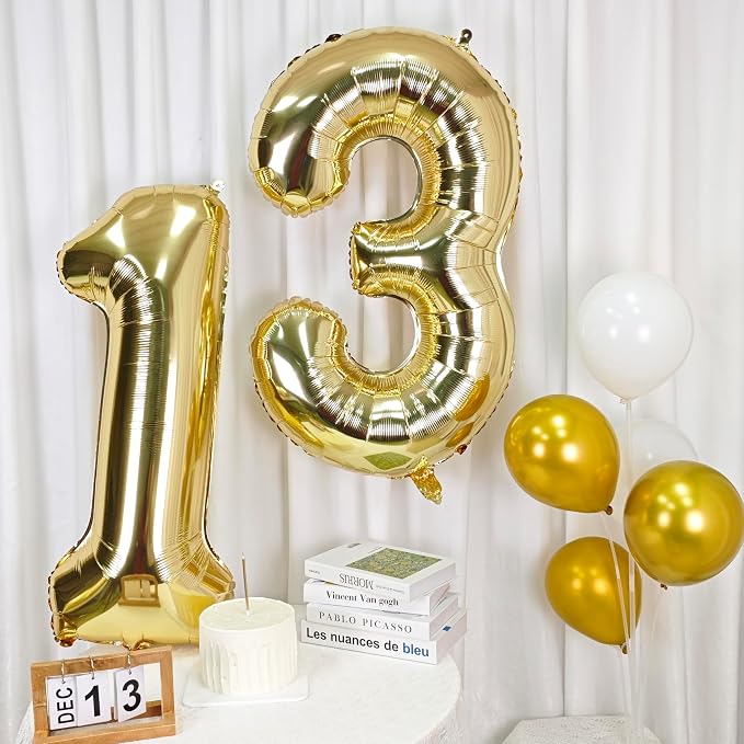 40 Inch Light Gold 7 Number Balloons Large Champagne Gold Number | White Gold - Image 5