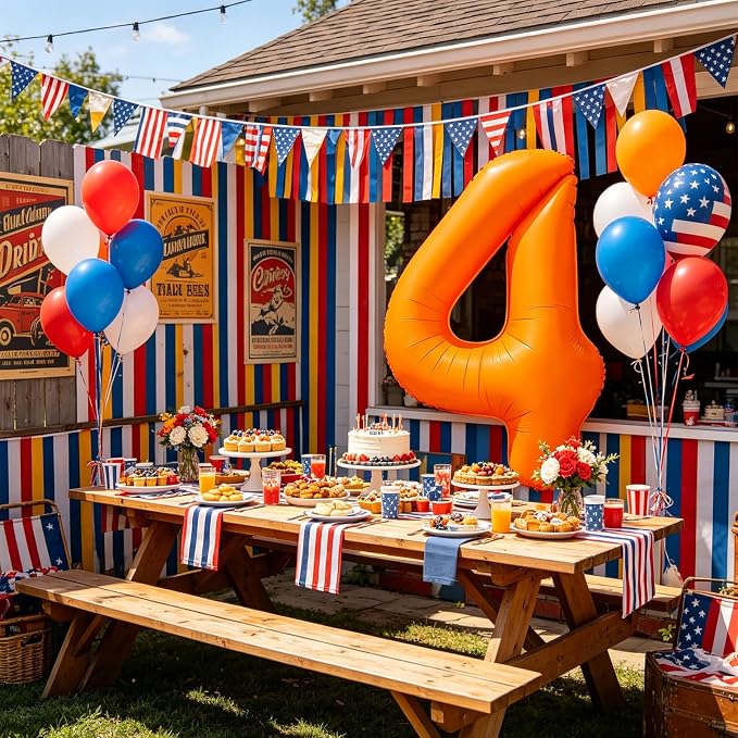 Fluorescent Orange Number Balloon 40 inch Giant Foil Helium Balloons Orange - Image 6