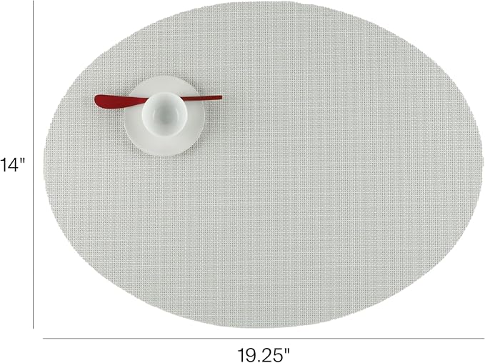 Chilewich Mini Basketweave Placemats, Woven Oval Placemats Set of 4 | Reusable - Image 2