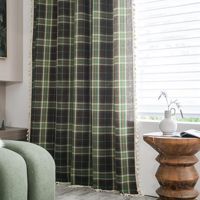 Sutuo Home Boho Curtains for Living Room Bedroom, Vintage Gingham Curtains - Image 6