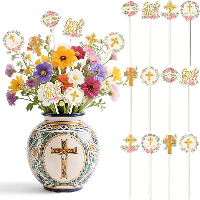 TICIAGA Floral God Bless Decorative Picks by TICIAGA