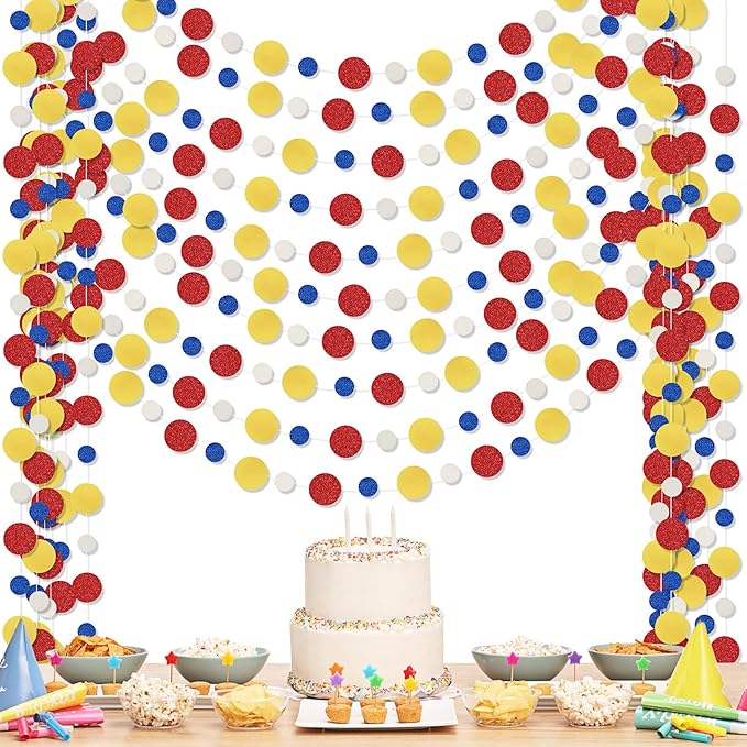 Outus 10 Pieces Colorful Circle Garland Banner Hanging Paper Dot Decorations by Outus