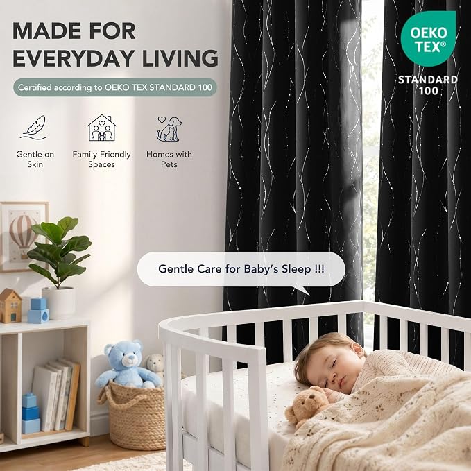 Deconovo 100% Blackout Living Room Curtains 63 Inches Long, Thermal Insulated - Image 5
