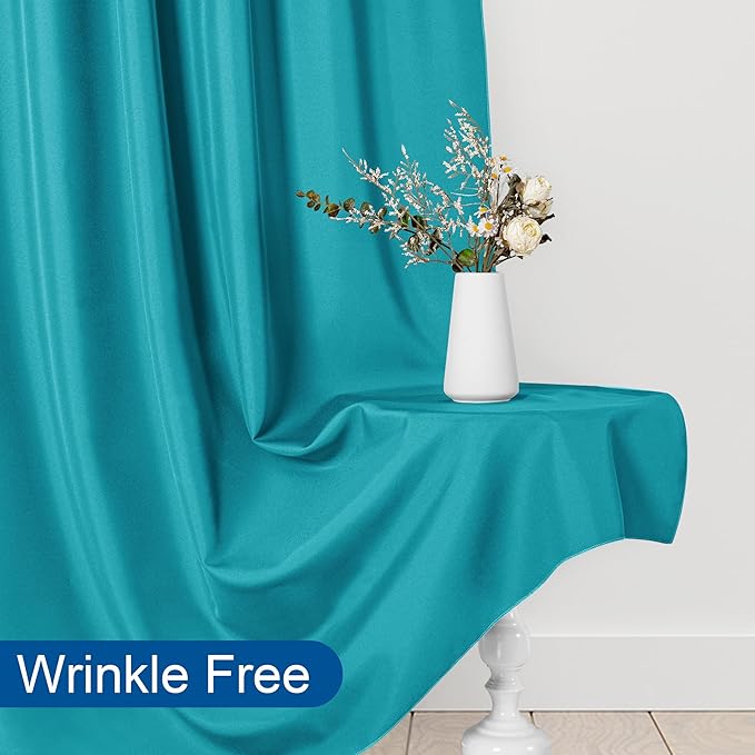 DWCN 10x10 FT Turquoise Backdrop Curtains for Parties, Photography Backdrop Drapes with Rod Pockets for Wedding Decorations Stage Birthday Family Gatherings, 2 Panels 5ft x 10ft
