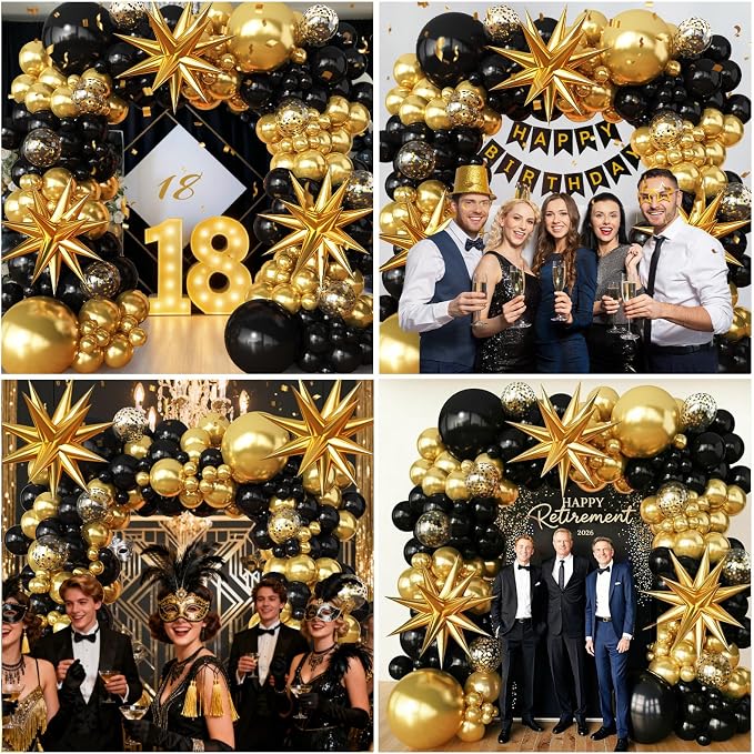 Black and Gold Balloon Garland Arch Kit | Party Decorations - Image 7