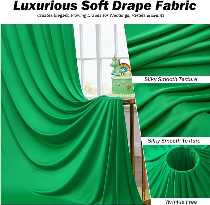 50x12 ft Green Backdrop Curtains - Image 2