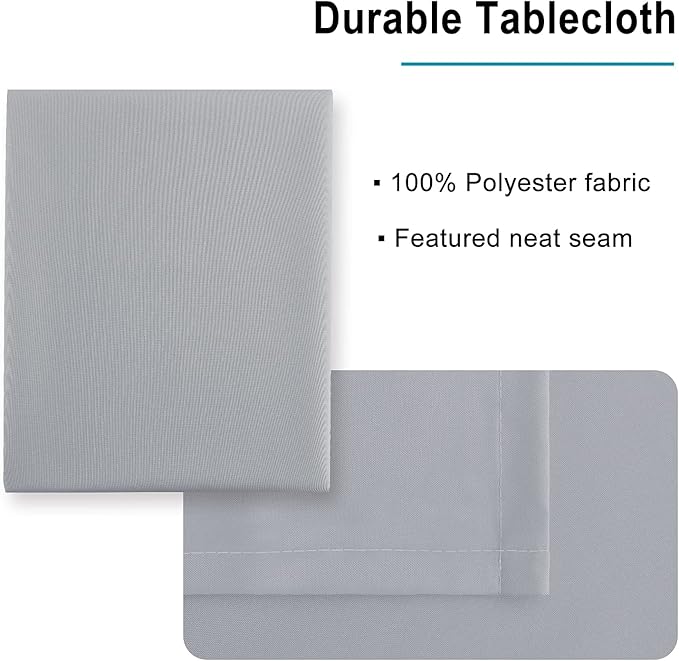 Hiasan Silver Grey Rectangle Tablecloth - Waterproof and Spillproof Washable Fabric Table Cloth for Dining Room Kitchen Party and Outdoor, 60 x 120 Inch