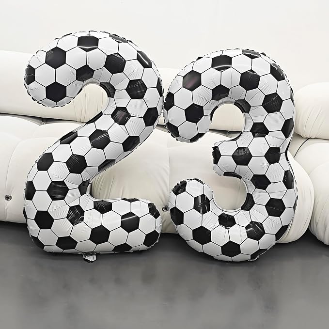 Black White Soccer Number 7 Balloon 7nd Birthday Decoration 40in 7 Balloon | - Image 5