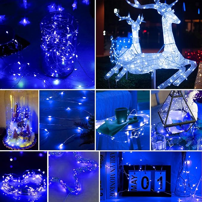 pozzolanas 12 Pack Blue Battery Operated String Lights - 7ft Waterproof Fairy Lights with 20 LEDs for Home, Mason Jar, Party, Wedding, Halloween, Christmas Decorations