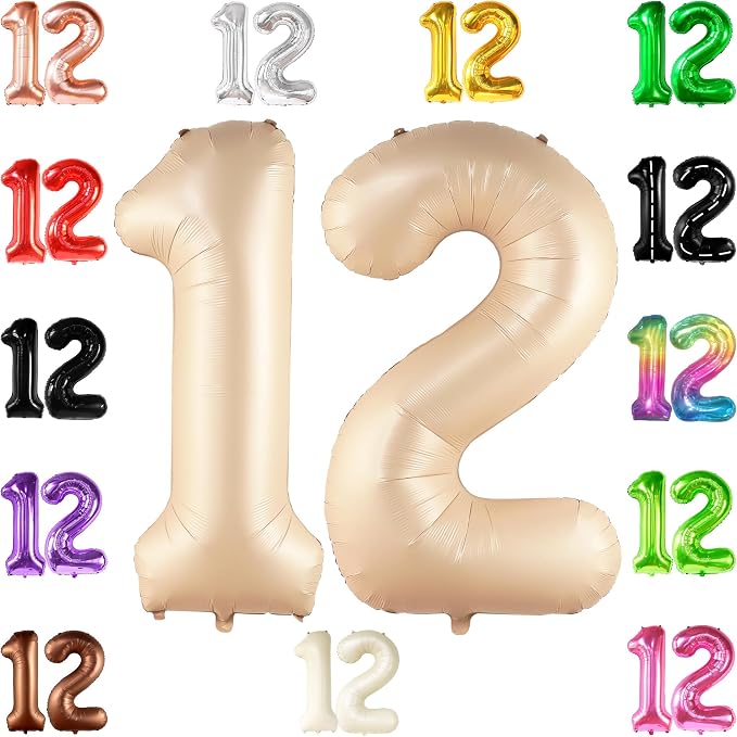 KatchOn Caramel 12 Balloon Number 40 Inch | Caramel Number 12 Balloon by KatchOn