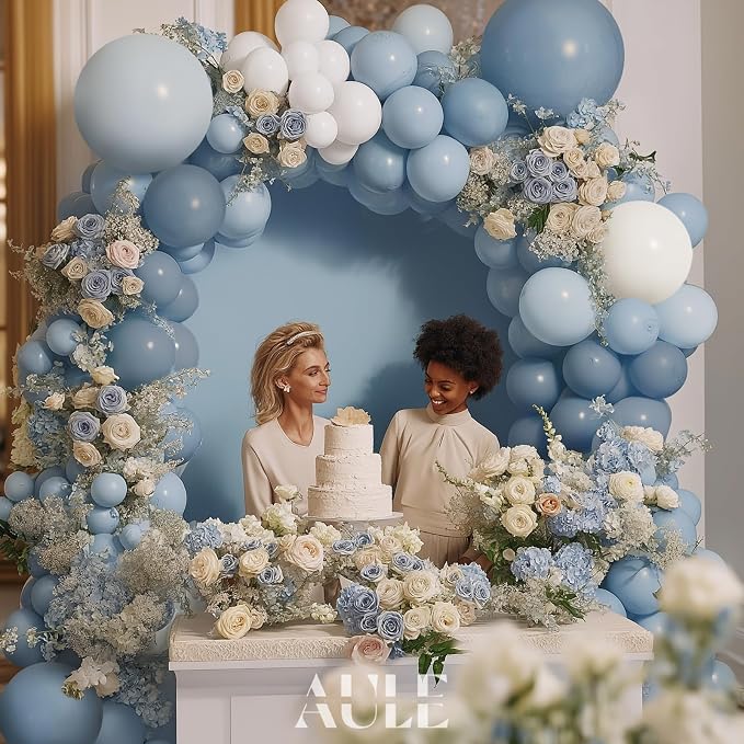 AULE 155Pcs Dusty Blue Balloon Arch Kit White Balloons | Macaron Blue Balloon - Image 3