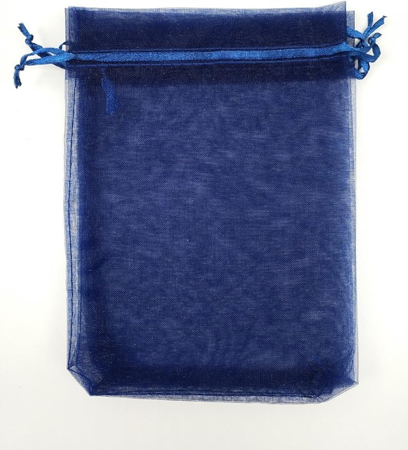 Wudygirl 100PCS Organza Bags 5X7 inch Navy Blue with Drawstring Jewelry Pouch Favor Wedding Favor Bags(Navy Blue 5x7'')
