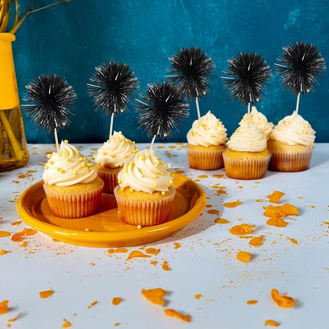 Gyufise 30Pcs Foil Firework Cupcake Toppers Sparkle Tinsel Cake Toppers Tinsel - Image 4