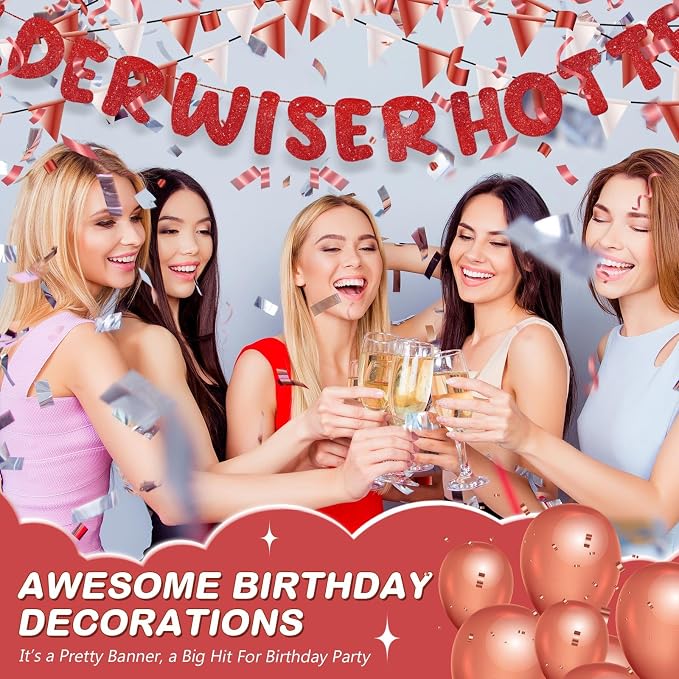 Fulmoon Set of 3 Pre Strung Older Wiser Hotter Glitter Banner Funny Birthday - Image 6
