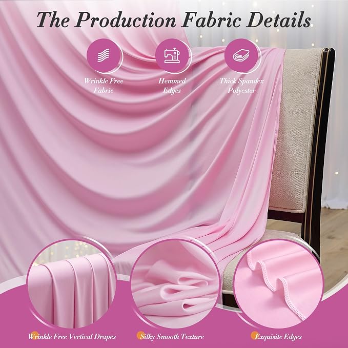 40 ft x 10 ft Wrinkle Free Baby Pink Backdrop Curtain - Image 7