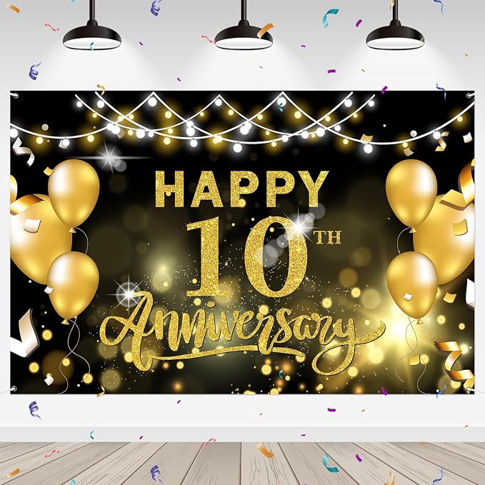 WeBenison Happy 10th Anniversary Backdrop 10th Wedding Anniversary Photography by WeBenison