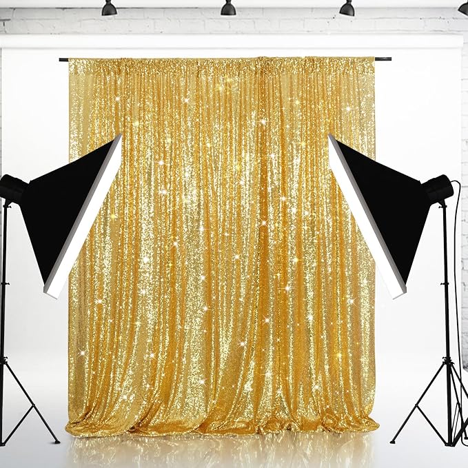Eternal Beauty Gold 3mm Sequin Backdrop 10x10 Ft - Image 3
