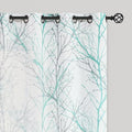 FMFUNCTEX Linen Aqua Blue White Semi Sheer Print Curtains 63 Inch 2 Panels | by Fmfunctex