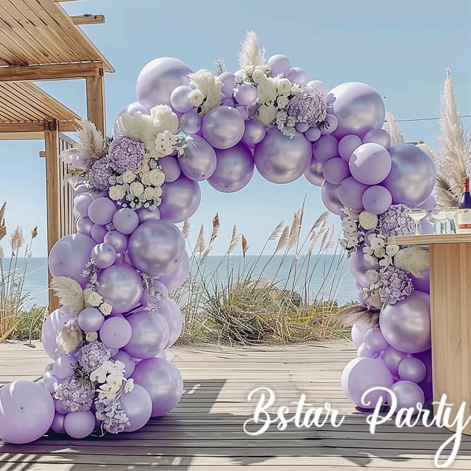 Double Stuffed Pearl Purple Balloon Garland Arch Kit | 18/12/10/5inch Different - Image 3