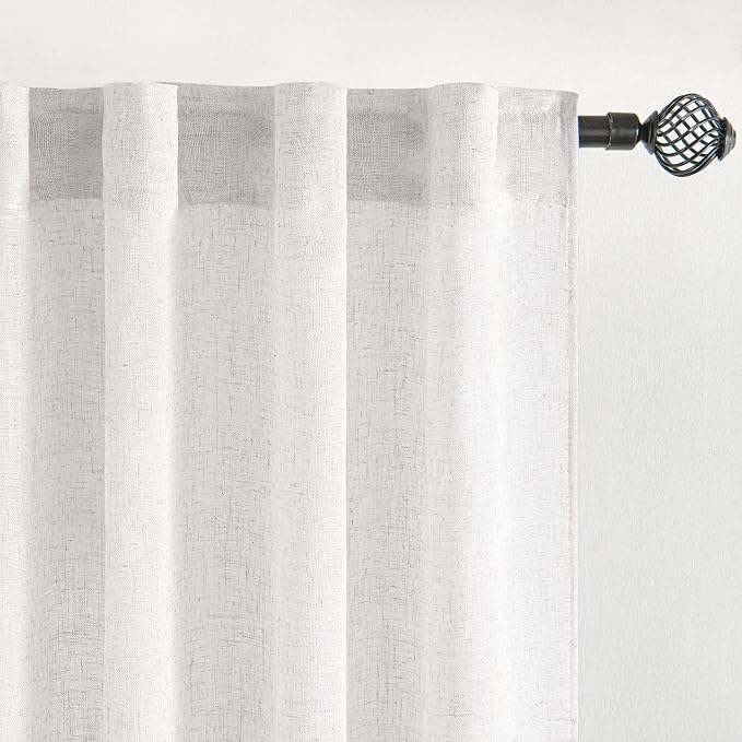 MIULEE Bleached Linen Kitchen Curtains 30 Inches Length 2 Panels Farmhouse | - Image 4