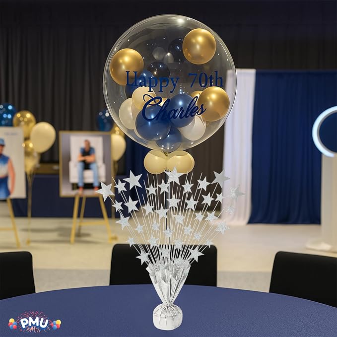 PMU 6 Pack Bursting Star Metallic Foil Spray Centerpiece- Silver Prismatic - Image 3