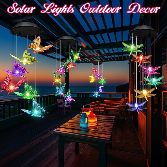 Winzwon Solar Wind Chimes, Christmas Gardening Butterfly Gifts - Image 4