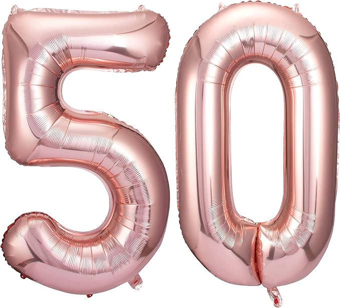 Rose Gold 50 Number Balloons Big Giant Jumbo Large Number 50 Foil Mylar Balloons by COLORFULELVES