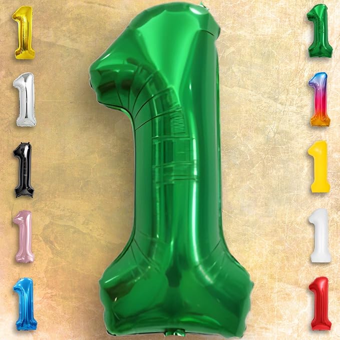 Green Number Balloon 1 Mylar Foil Balloons 32 inch - Image 3