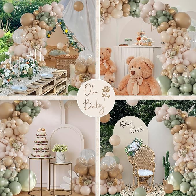 Sage Green Balloon Arch Kit for Boho Baby Shower Gender Reveal Decorations | - Image 6