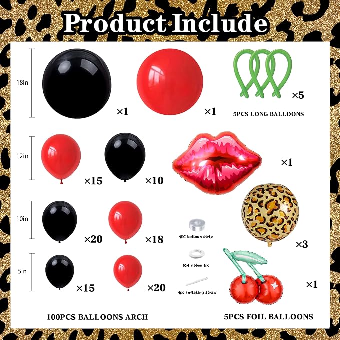 110pcs Red and Black Balloon Garland Arch Kit - Image 2