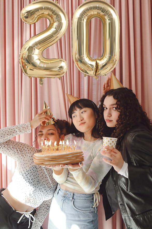 Light Gold 30 Number Balloons 40 Inch White Gold Giant 30 Foil Mylar Helium | - Image 6
