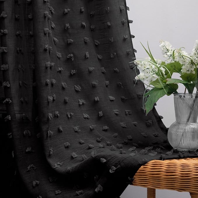 KOUFALL Black Curtains 102 Inches Long by KOUFALL