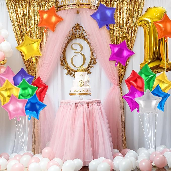 20 Pcs Star Balloons, 18 Inch Mixed Color Star Foil Balloons, Stars Shaped - Image 3