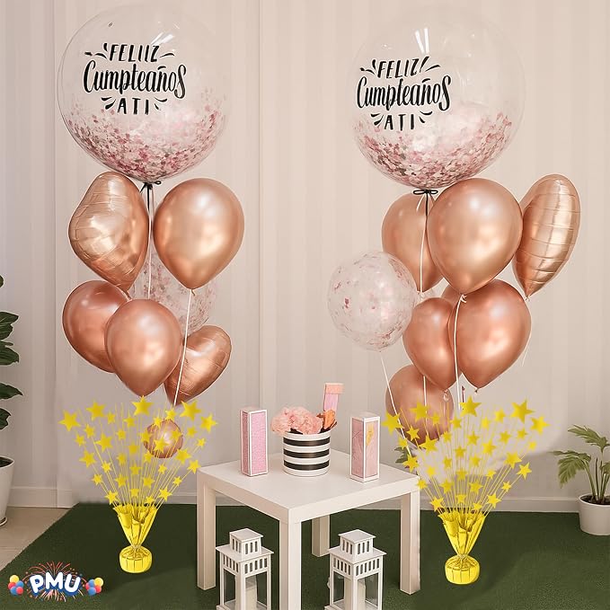 PMU 12 Pack Bursting Star Metallic Foil Spray Centerpiece- Gold Balloon Weights - Image 4