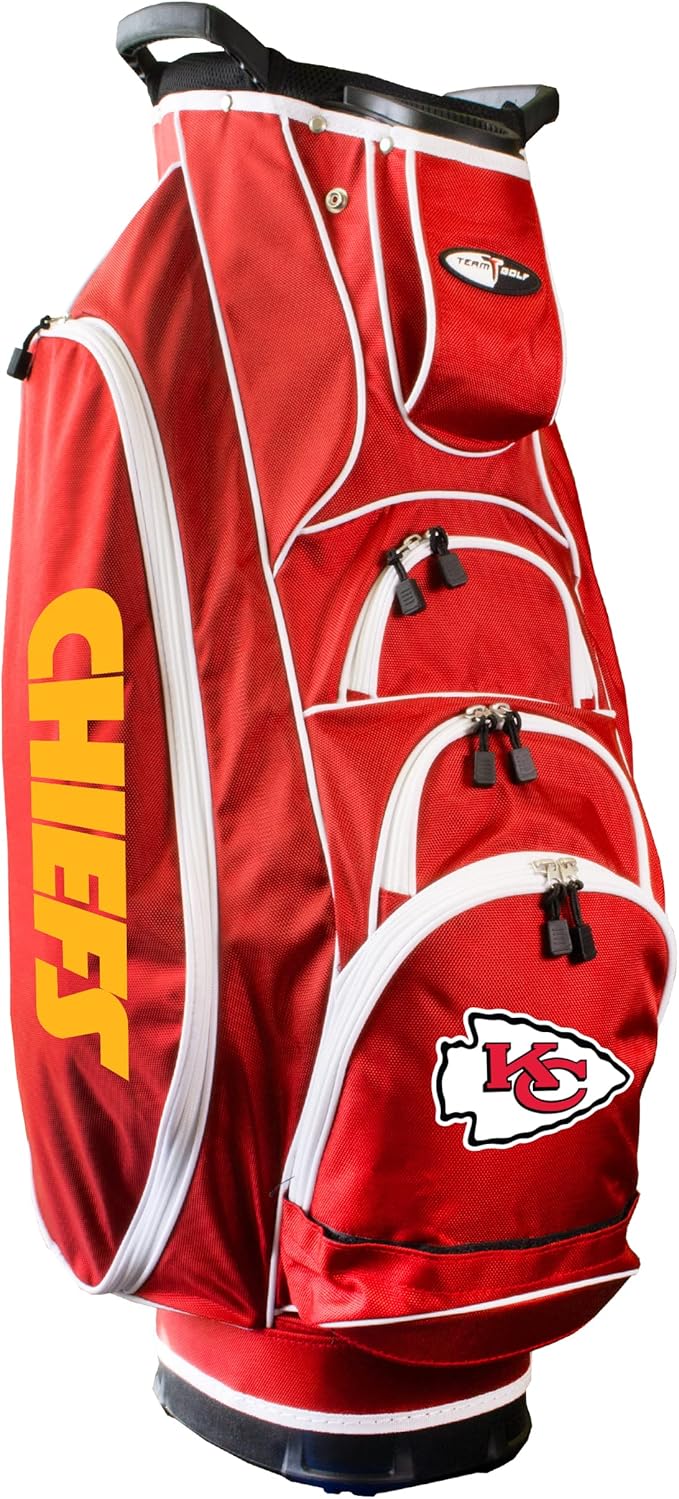 Team Golf NFL Lightweight, 10-Way Club Divider, Spring Action Stand, Insulated Cooler Pocket, Velcro Glove and Umbrella Holder & Lift Assist Handles