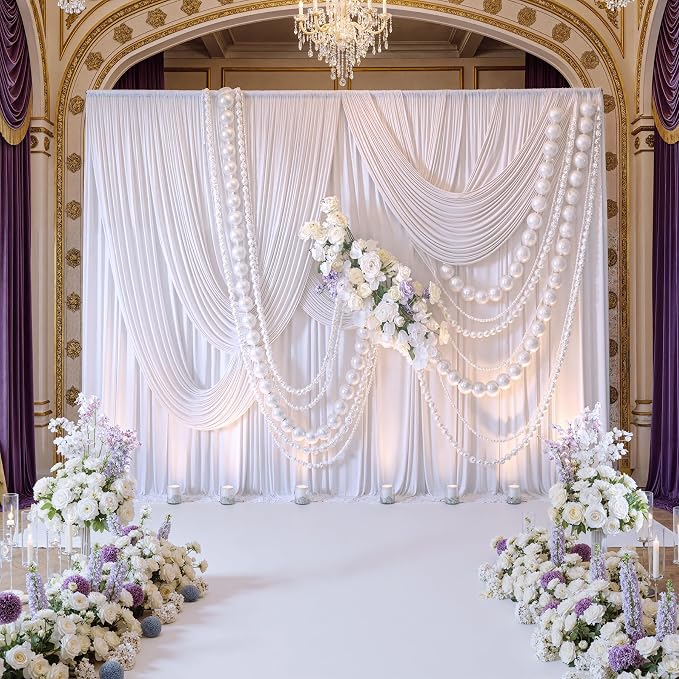 NSSONBEN 10x10 ft Wrinkle Free White Backdrop Curtains - Image 3
